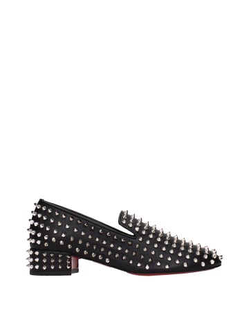 christian louboutin Schwarz Leder Slip-On Loafer