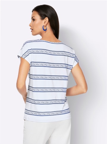 creation L T-Shirt in weiß-royalblau-bedruckt