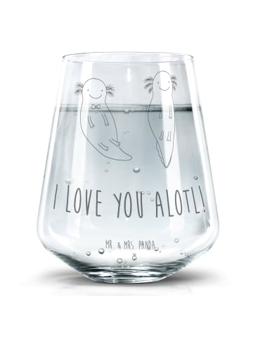 Mr. & Mrs. Panda Trinkglas Axolotl Liebe mit Spruch in Transparent
