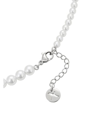 faina Women Beaded Necklace in Silver White
