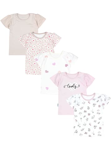 TupTam Baby Mädchen Kurzarm T-Shirt 5er Set in beige/rosa