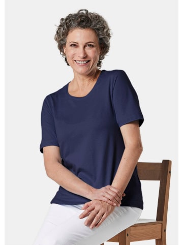 GOLDNER T-Shirt Basic Baumwollshirt mit kurzem Arm in marine