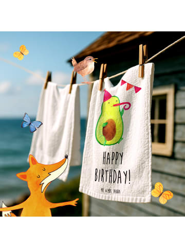Mr. & Mrs. Panda Gästehandtuch Avocado Geburtstag mit Spruch in Weiß