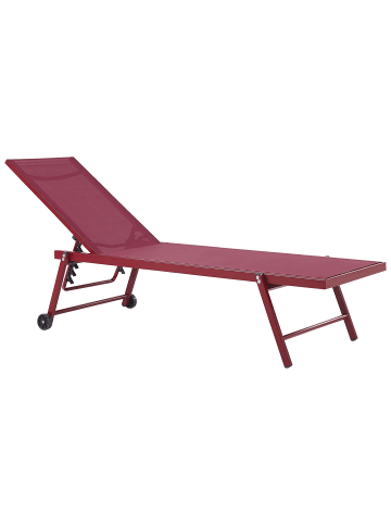 Beliani Gartenliege PORTOFINO in Rot - (W) 198 x (H) 32 x (L) 65 cm