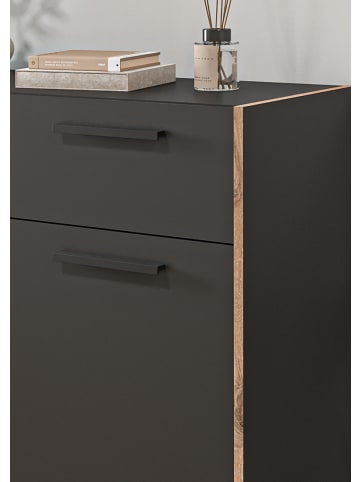 Inn.Furn Schuhschrank grau, Nox Eiche 95 cm, Kommode mit 2 Schubkästen mit Vollauszug
