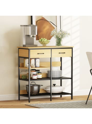 HOMCOM Sideboard-90L x 40B x 91H cm-Naturholz