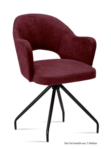 58 aufm Kessel ARMLEHNSTUHL (2er-Set) Dikana 59x87x61 Schwarz/Marsala