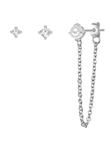 Ohrstecker aus Sterling Silber mit Zirkonia und Süßwasser-Zuchtperle in silber