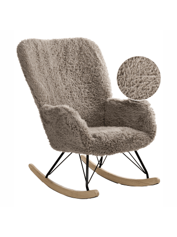 Beliani Schaukelsessel AKRA in Beige/Schwarz/Braun - (W) 66 x (H) 104 x (L) 98 cm