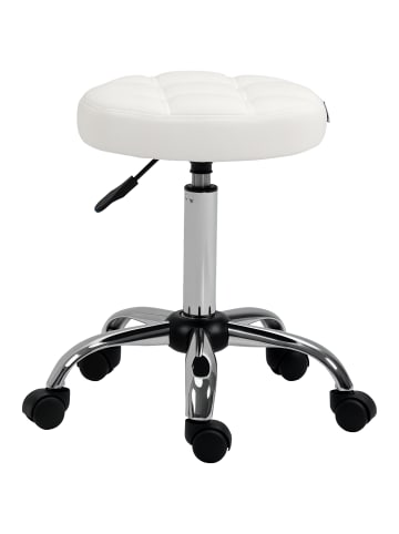 HOMCOM Rollhocker-Ø35,5 x 51-67H cm-Weiß