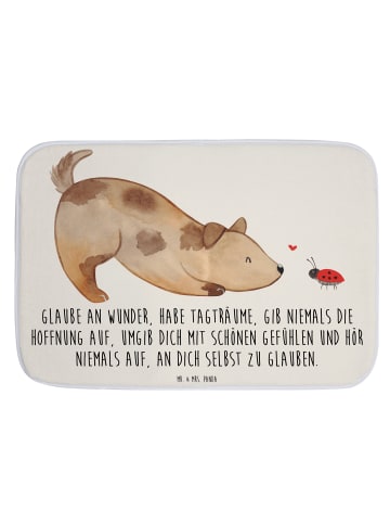 Mr. & Mrs. Panda Badeteppich Hund Marienkäfer mit Spruch in Weiß
