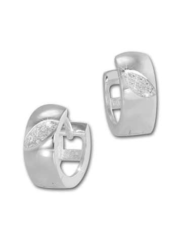 SilberDream 925er Sterling Silber, glanz Damen Creolen Blatt Ohrring ca. 13mm