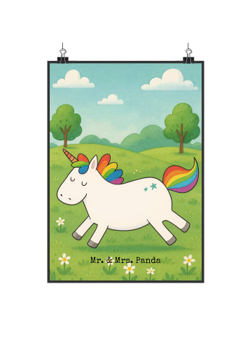 Mr. & Mrs. Panda Posterdruck Einhorn Happy Design ohne Spruch in Weiß