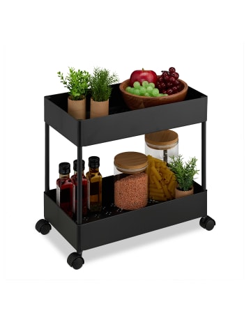 relaxdays Rollwagen in Schwarz - (B)39,5 x (H)38 x (T)21,5 cm
