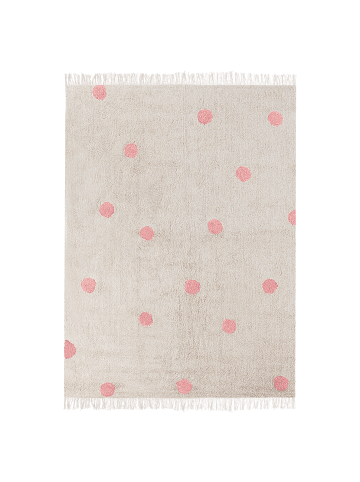 Beliani Kurzflor DARDERE in Beige/Rosa - (W) 140 x (L) 200 cm