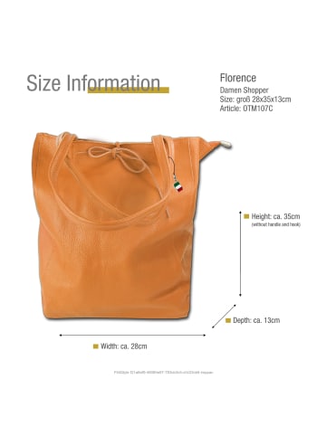 Florence Leder Shopper, Schultertasche Florence Tasche tan, hellbraun ca. 28cm