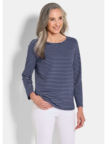 GOLDNER Langarm 3er-Baumwollshirt-Set in marine / cremeweiß / marine / geringelt