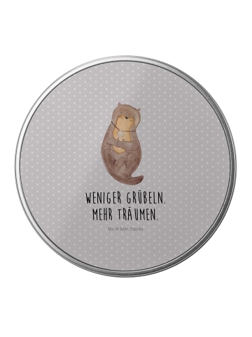 Mr. & Mrs. Panda Blechdose rund Otter Muschel mit Spruch in Grau Pastell