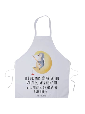 Mr. & Mrs. Panda Grillschürze Pinguin Mond mit Spruch in Weiß