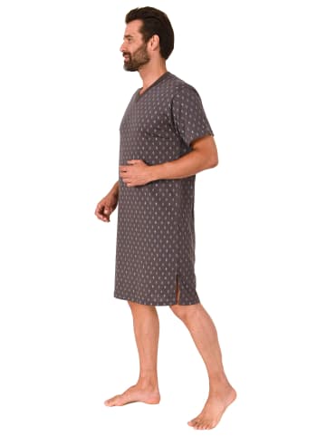 NORMANN Nachthemd kurzarm zeitlosem Alloverprint   - 71250 in dunkelgrau