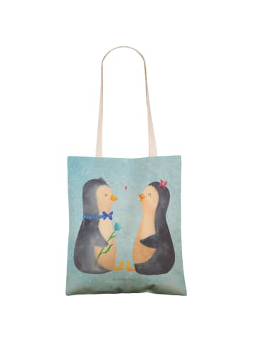 Mr. & Mrs. Panda Tasche Pinguin Pärchen ohne Spruch in Eisblau