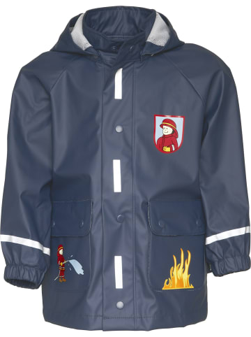 Playshoes Kinder Regenjacke "Regen-Mantel Feuerwehr" in Blau