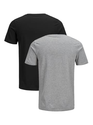 Jack & Jones JJECORP LOGO Print Kurzarm 2-er Stück Pack T-Shirt in Grau-Schwarz
