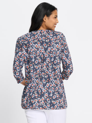 Sieh an! Longshirt in rauchblau-papaya-bedruckt