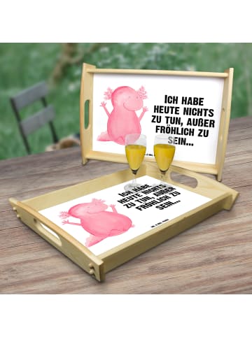 Mr. & Mrs. Panda Holztablett Axolotl Hurra mit Spruch in Weiß