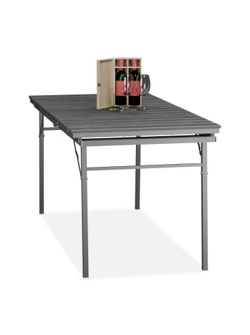 relaxdays Gartentisch in Grau - (B)166 x (H)76 x (T)78 cm