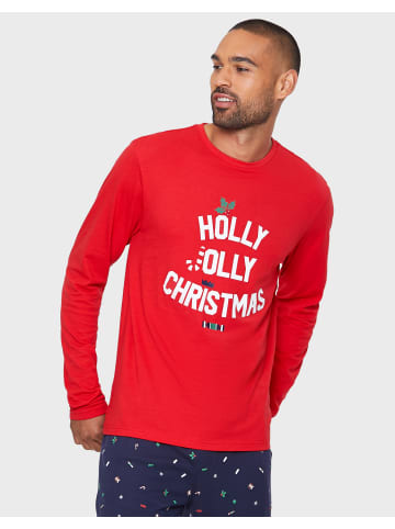 Threadbare Schlafanzug Holly Jolly PJ Set in rot