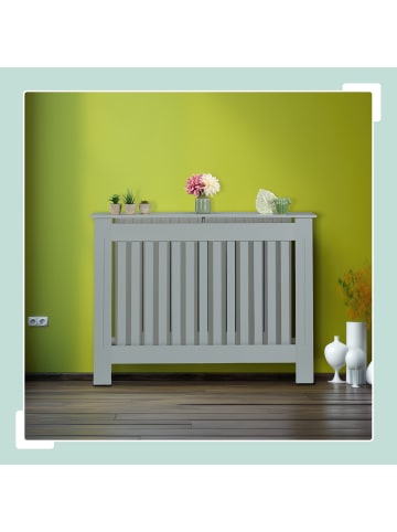 relaxdays Heizkörperverkleidung "Landhaus" in Grau - (B)112 x (H)83 x (T)19 cm