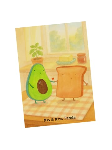 Mr. & Mrs. Panda Ansichtskarte Avocado Toast Design ohne Spruch in Weiß