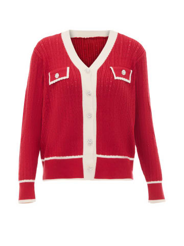 NALLY Strickjacke in Rot Wollweiss