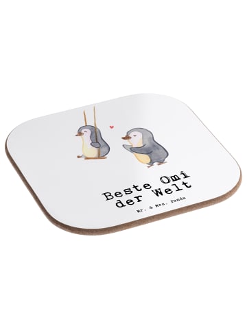 Mr. & Mrs. Panda Bierdeckel Pinguin Beste Omi der Welt mit Spruch in Weiß