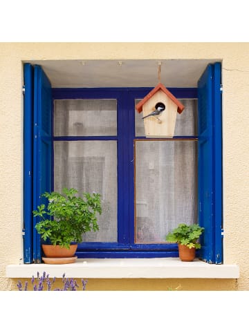 relaxdays Deko Vogelhaus in Natur/ Orange