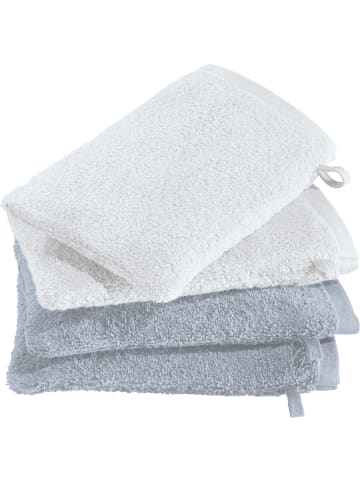 Erwin Müller Frottier Waschhandschuhe 4er-Pack Bühl in weiß/silber
