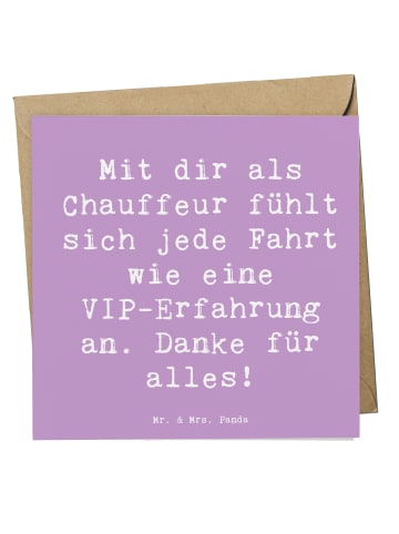 Mr. & Mrs. Panda Klappkarte Spruch VIP Chauffeur mit Spruch in Lavendeltraum