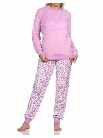 NORMANN langarm Schlafanzug Pyjama Bündchen Coralfleece Animal Look - 76739 in pink