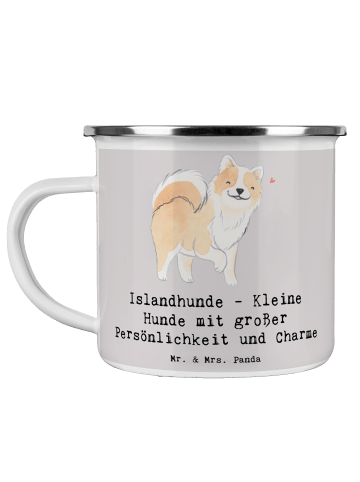 Mr. & Mrs. Panda Trinkbecher Charme Islandhund mit Spruch in Grau Pastell
