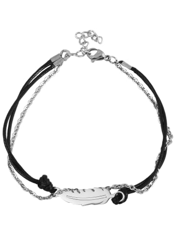 Adeliás Damen Armband – Textilarmband aus Edelstahl 20 cm in schwarz