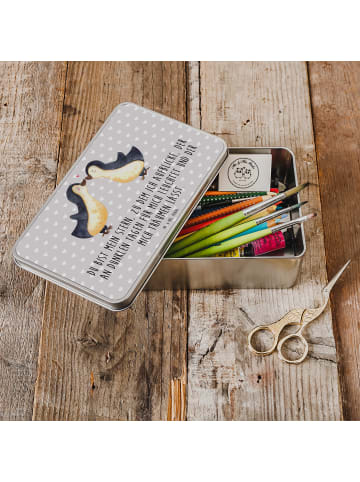 Mr. & Mrs. Panda Geschenkbox Pinguin Liebe mit Spruch in Grau Pastell