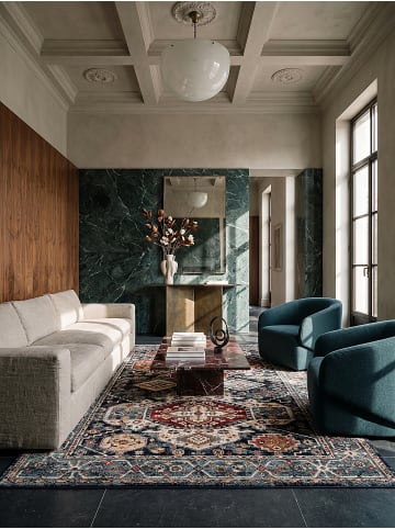 KADIMA DESIGN Hochflor-Teppich Kuschelig GLAZERT Geometrisch Weich Berber in Multicolor-Blau