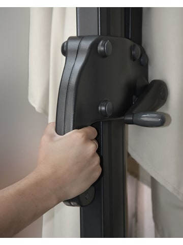 MCW Gastronomie-Ampelschirm A96, Flap, creme-grau mit Ständer