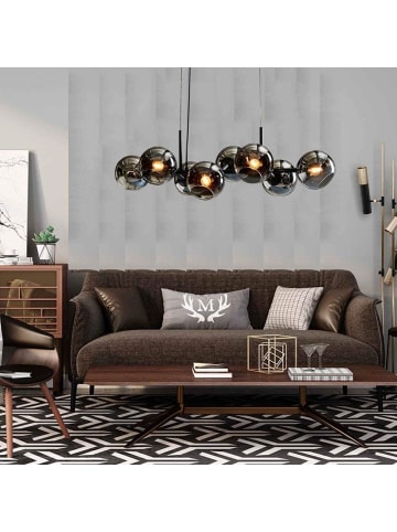 ZMH Pendelleuchte 8-flammige E27 in grau mit Glasschirm Vintage