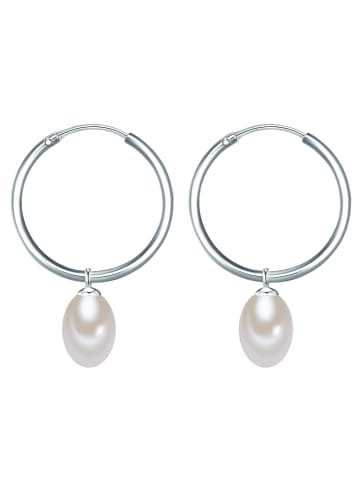 Valero Pearls Creolen Sterling Silber Süßwasser-Zuchtperle in silber