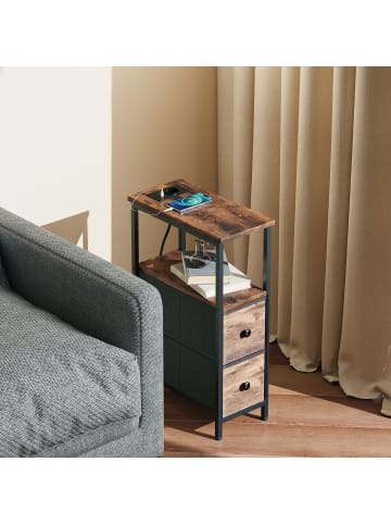 HOMCOM Beistelltisch-20L x 40B x 63H cm-Rustikal-Braun