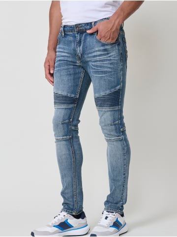 KOROSHI Biker-Skinny-Fit-Jeans in blau