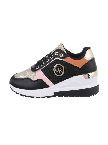 Ital-Design Freizeitschuh in Schwarz und Gold