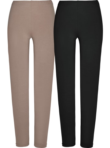 REDBEST Single-Jersey Leggings, lang 2er-Pack in taupe/schwarz